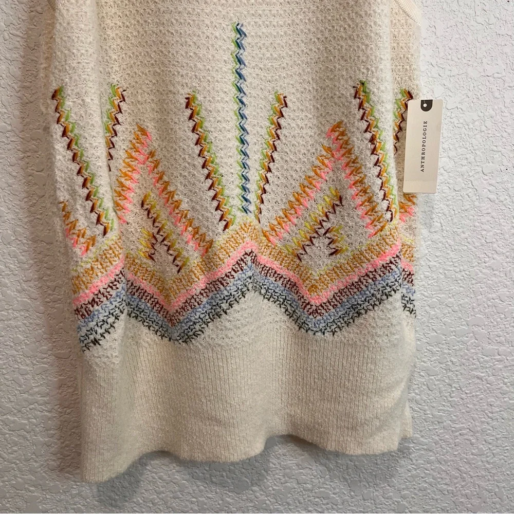 Anthropologie Anthro Embroidered Sleeveless Tie Back Tank Top Boho Blouse Size M - Picture 4 of 12